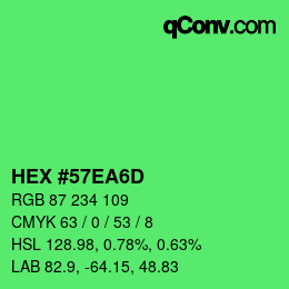 Color code: HEX #57EA6D | qconv.com