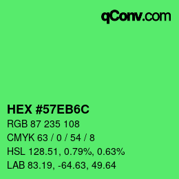 Color code: HEX #57EB6C | qconv.com