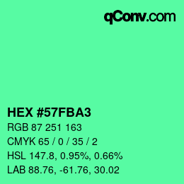 カラーコード: HEX #57FBA3 | qconv.com