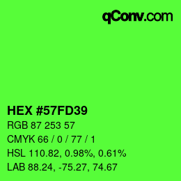 カラーコード: HEX #57FD39 | qconv.com