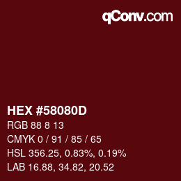 Color code: HEX #58080D | qconv.com