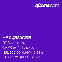 Color code: HEX #580CBB | qconv.com