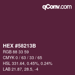 Color code: HEX #58213B | qconv.com
