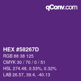 Color code: HEX #58267D | qconv.com