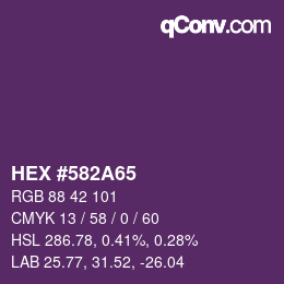 Code couleur: HEX #582A65 | qconv.com