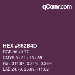Color code: HEX #582B4D | qconv.com