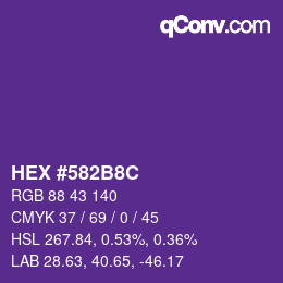 Color code: HEX #582B8C | qconv.com