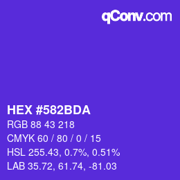 颜色代码: HEX #582BDA | qconv.com