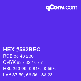 Color code: HEX #582BEC | qconv.com