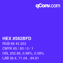 Color code: HEX #582BFD | qconv.com