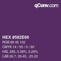 Color code: HEX #582E66 | qconv.com