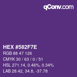 Color code: HEX #582F7E | qconv.com