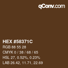 Color code: HEX #58371C | qconv.com