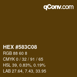 Color code: HEX #583C08 | qconv.com