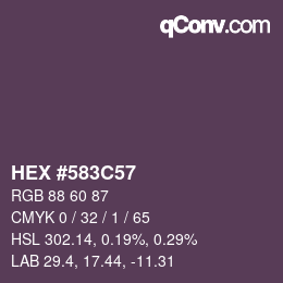 Color code: HEX #583C57 | qconv.com