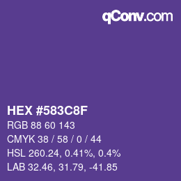 Color code: HEX #583C8F | qconv.com