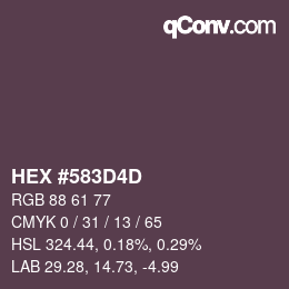 カラーコード: HEX #583D4D | qconv.com