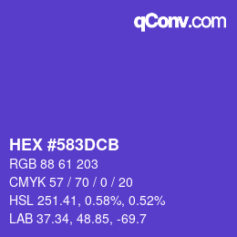Color code: HEX #583DCB | qconv.com