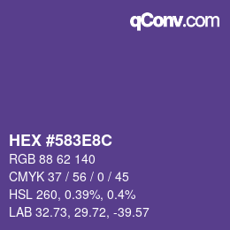 Color code: HEX #583E8C | qconv.com