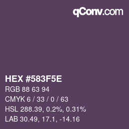 Code couleur: HEX #583F5E | qconv.com