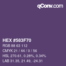 颜色代码: HEX #583F70 | qconv.com