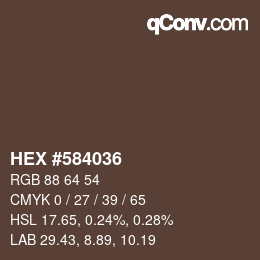 Código de color: HEX #584036 | qconv.com