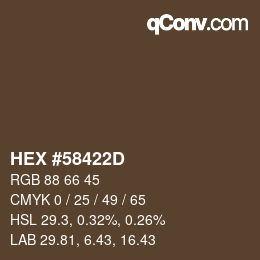 Color code: HEX #58422D | qconv.com
