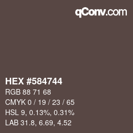 Código de color: HEX #584744 | qconv.com