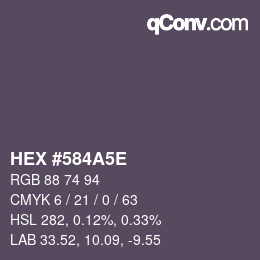 Color code: HEX #584A5E | qconv.com