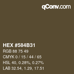 Farbcode: HEX #584B31 | qconv.com