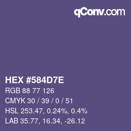 Color code: HEX #584D7E | qconv.com