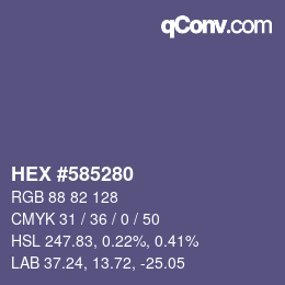颜色代码: HEX #585280 | qconv.com