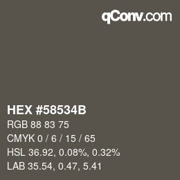 颜色代码: HEX #58534B | qconv.com