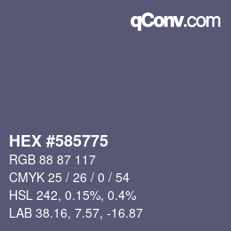 Color code: HEX #585775 | qconv.com