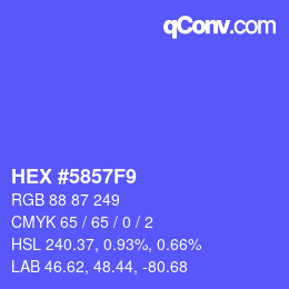 カラーコード: HEX #5857F9 | qconv.com