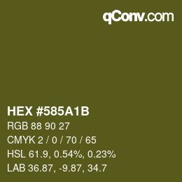 Color code: HEX #585A1B | qconv.com