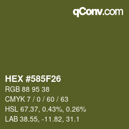 Farbcode: HEX #585F26 | qconv.com
