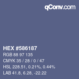 Color code: HEX #586187 | qconv.com