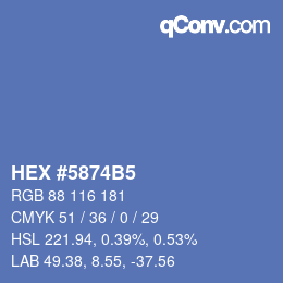 カラーコード: HEX #5874B5 | qconv.com