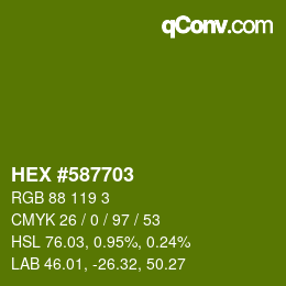 Farbcode: HEX #587703 | qconv.com