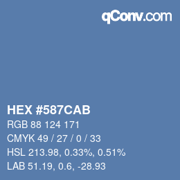 Color code: HEX #587CAB | qconv.com