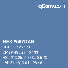 Color code: HEX #587DAB | qconv.com