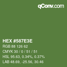 Color code: HEX #587E3E | qconv.com