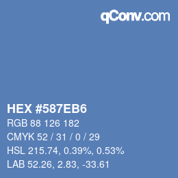 カラーコード: HEX #587EB6 | qconv.com