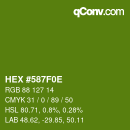 Color code: HEX #587F0E | qconv.com