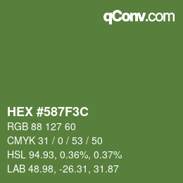 Color code: HEX #587F3C | qconv.com