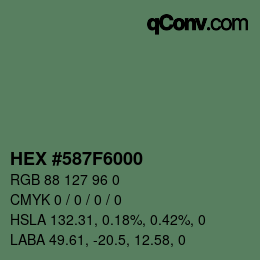 Código de color: HEX #587F6000 | qconv.com
