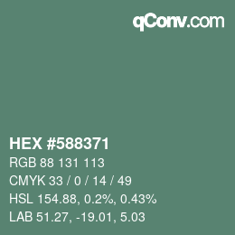 Farbcode: HEX #588371 | qconv.com