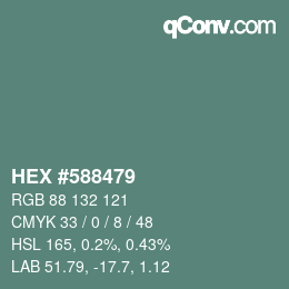 Farbcode: HEX #588479 | qconv.com