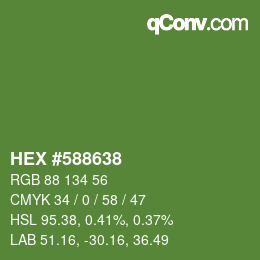 Farbcode: HEX #588638 | qconv.com